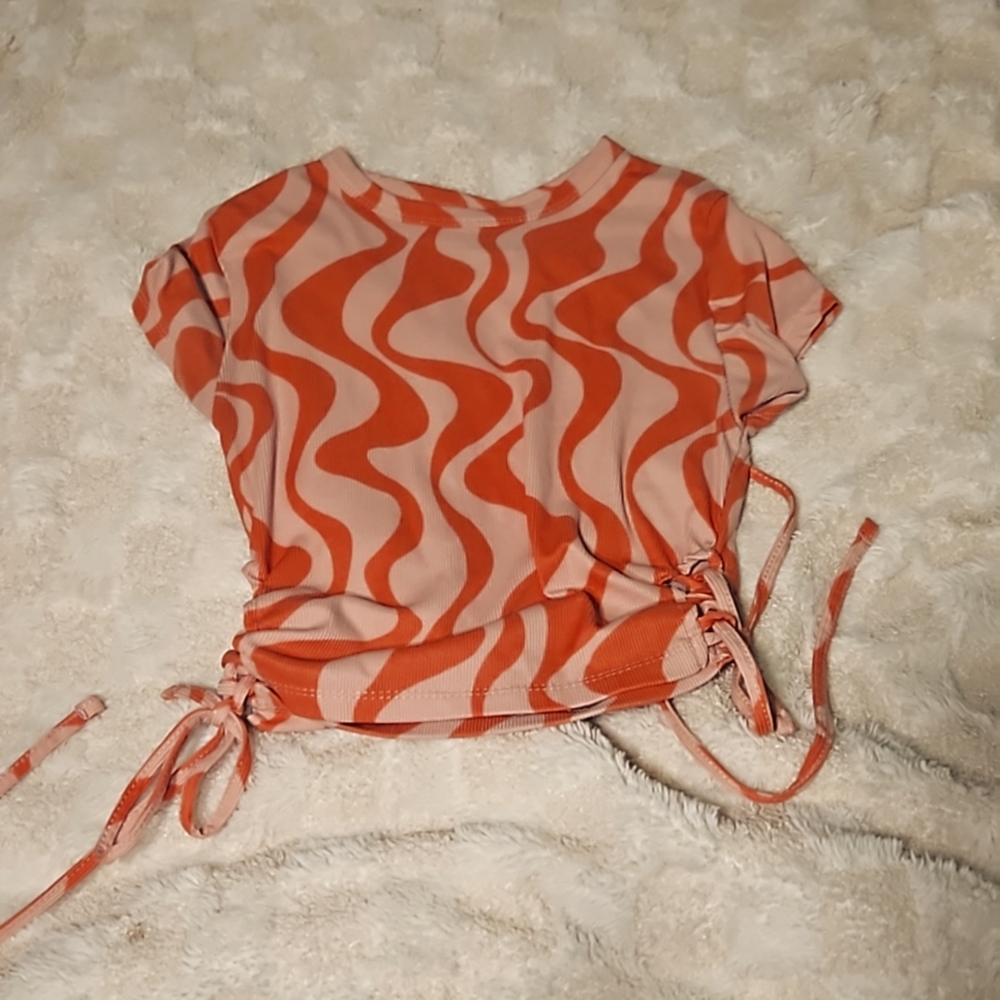Rue 21 tie on the side trendy stripes shirt